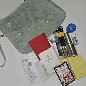 Pearl-Embellished Green Clutch